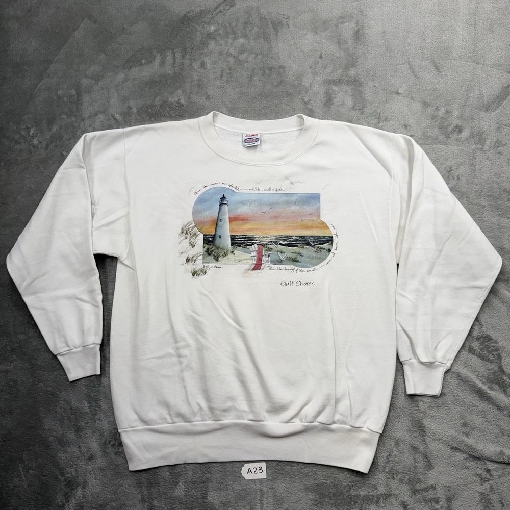 vintage activewear By Universal Lighthouse Gulf Shores White Crewneck Size XL